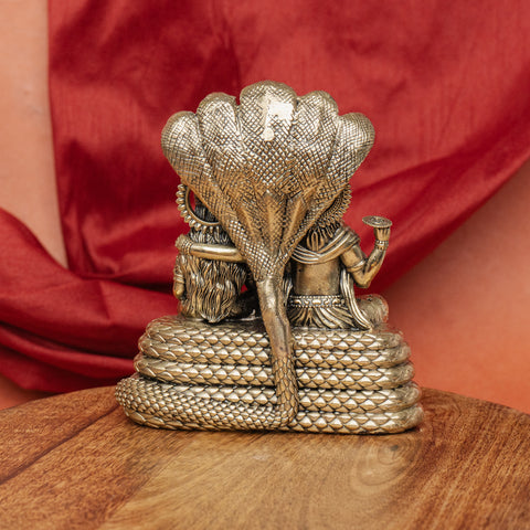 Superfine Vishnu Lakshmi Sitting on Sheshnaag Brass Statue
