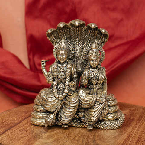 Superfine Vishnu Lakshmi Sitting on Sheshnaag Brass Statue