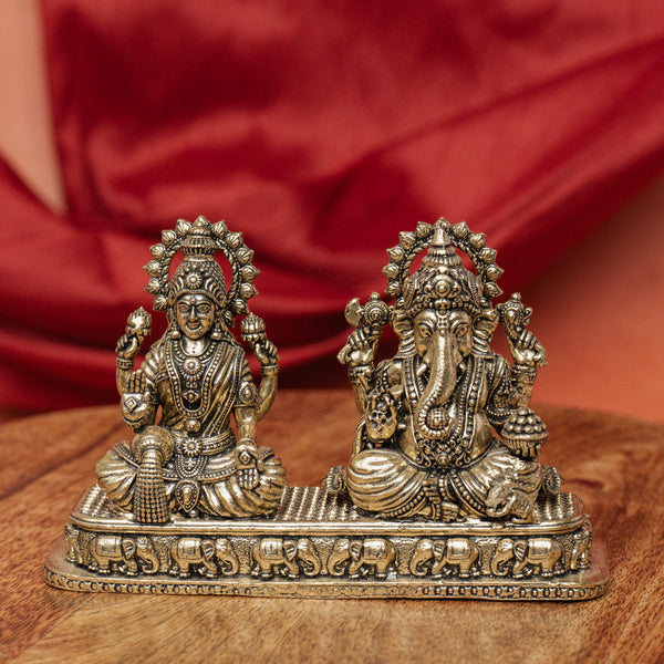 Superfine Brass Laxmi Ganesh Statue | Ideal for Home Temple & Gifts