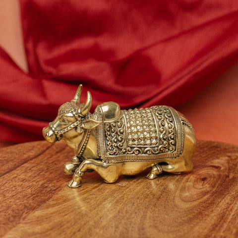 Superfine Brass Nandi Idol | Divine Bull Sculpture For Decoration and Gift (Big)