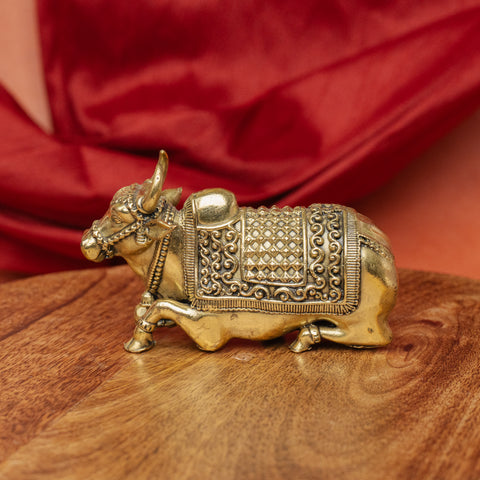 Superfine Brass Nandi Idol | Divine Bull Sculpture For Decoration and Gift (Big)