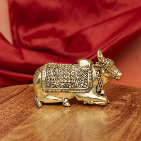 Superfine Brass Nandi Idol | Divine Bull Sculpture For Decoration and Gift (Big)
