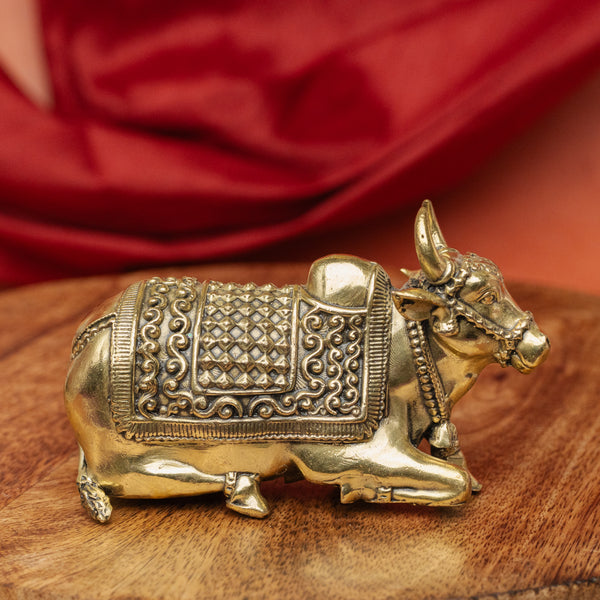 Superfine Brass Nandi Idol | Divine Bull Sculpture For Decoration and Gift (Big)