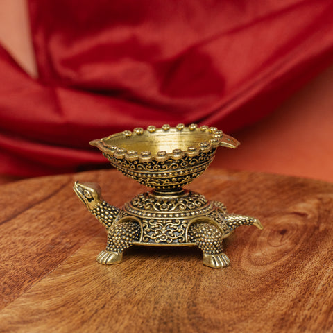 Brass Tortoise Vastu Diya – Traditional Feng Shui & Table Decor for Home, Office & Positive Energy