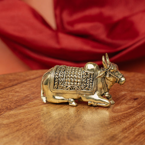 Superfine Brass Nandi Murti | Ideal For Home Temple and Spiritual Gift (Small)