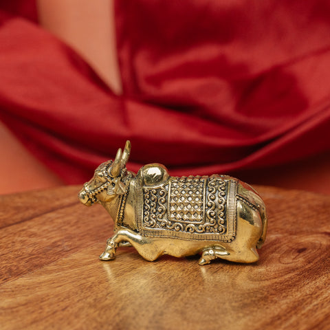 Superfine Brass Nandi Murti | Ideal For Home Temple and Spiritual Gift (Small)