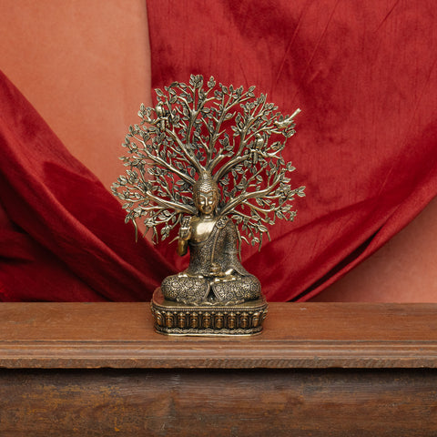 Superfine Brass Buddha with Kalpavriksha Tree Statue