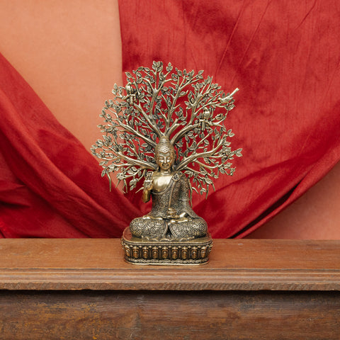 Superfine Brass Buddha with Kalpavriksha Tree Statue