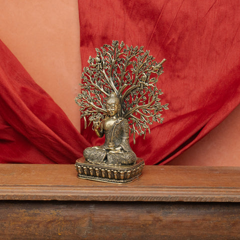 Superfine Brass Buddha with Kalpavriksha Tree Statue