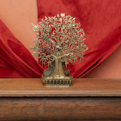 Superfine Brass Buddha with Kalpavriksha Tree Statue