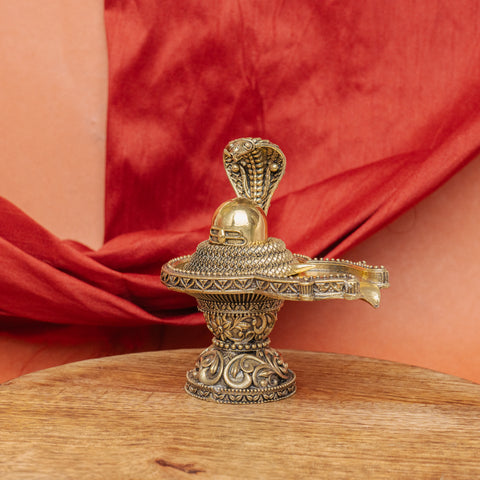 Superfine Brass Shivalinga with Protecting Naag Statue