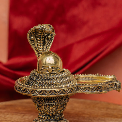 Superfine Brass Shivalinga with Protecting Naag Statue