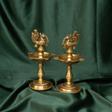 Brass Peacock Oil Lamp (Set of 2) | Traditional Deepak for Puja & Decoration