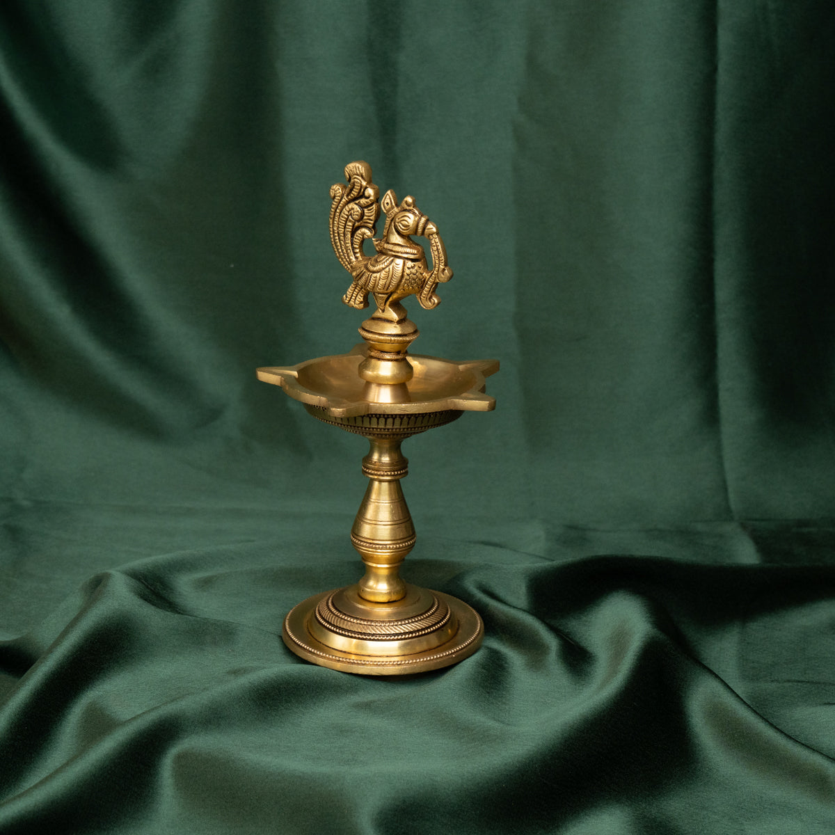 Brass Peacock Oil Lamp (Set of 2) | Traditional Deepak for Puja & Decoration