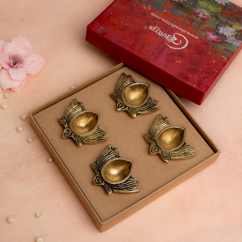 Brass Lotus Diya Set of 4 Hamper