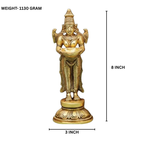 Brass Deep Lakshmi Statue 8 inch