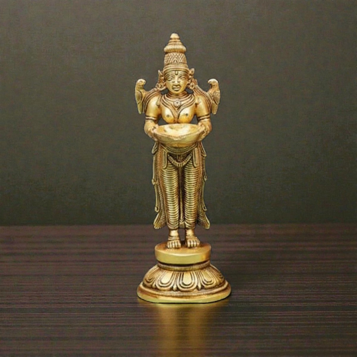 Brass Deep Lakshmi Statue 8 inch