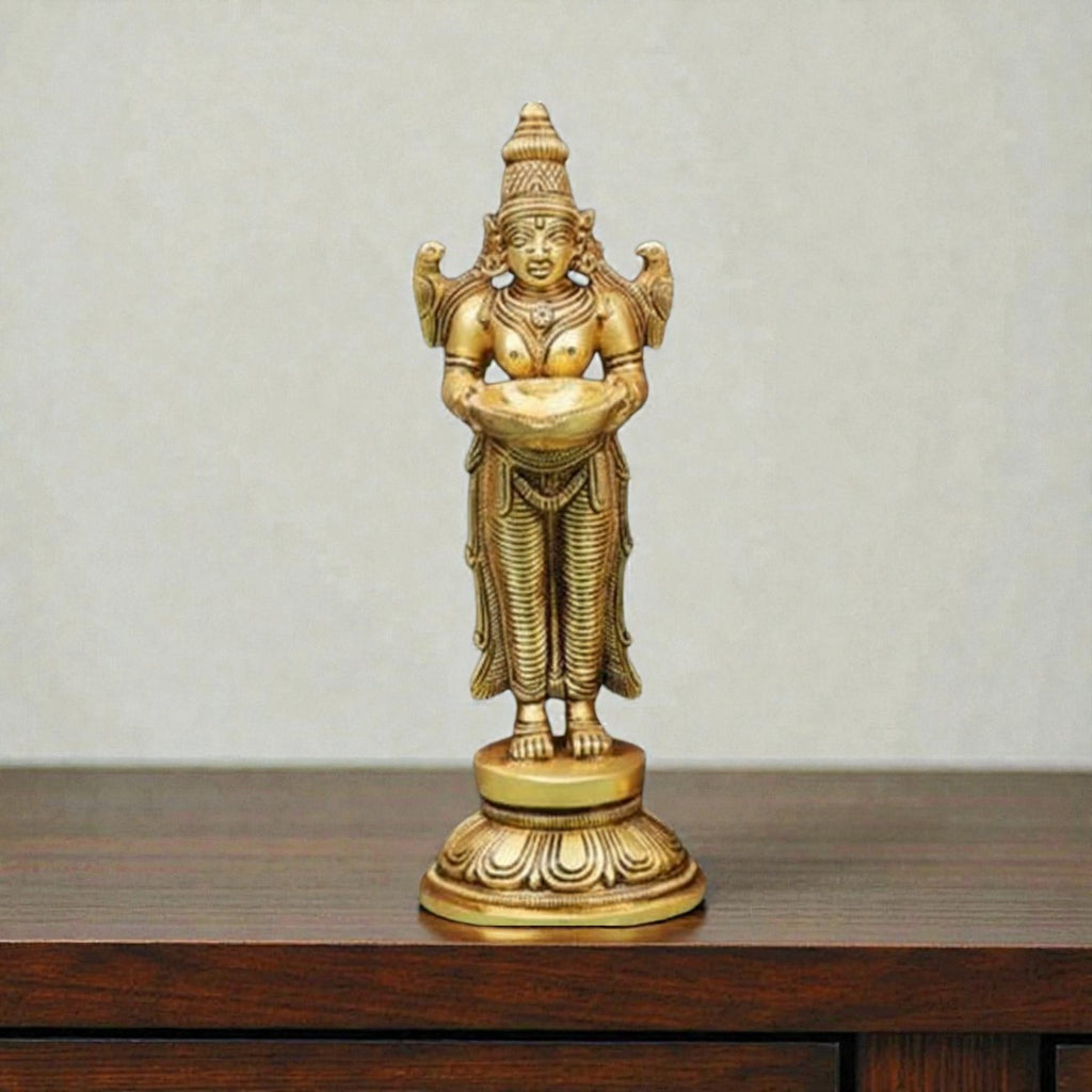 Brass Deep Lakshmi Statue 8 inch