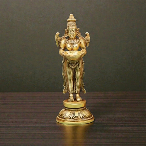 Brass Deep Lakshmi Statue 8 inch