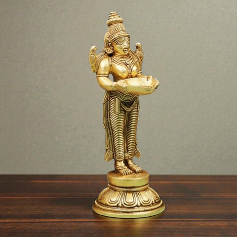Brass Deep Lakshmi Statue 8 inch