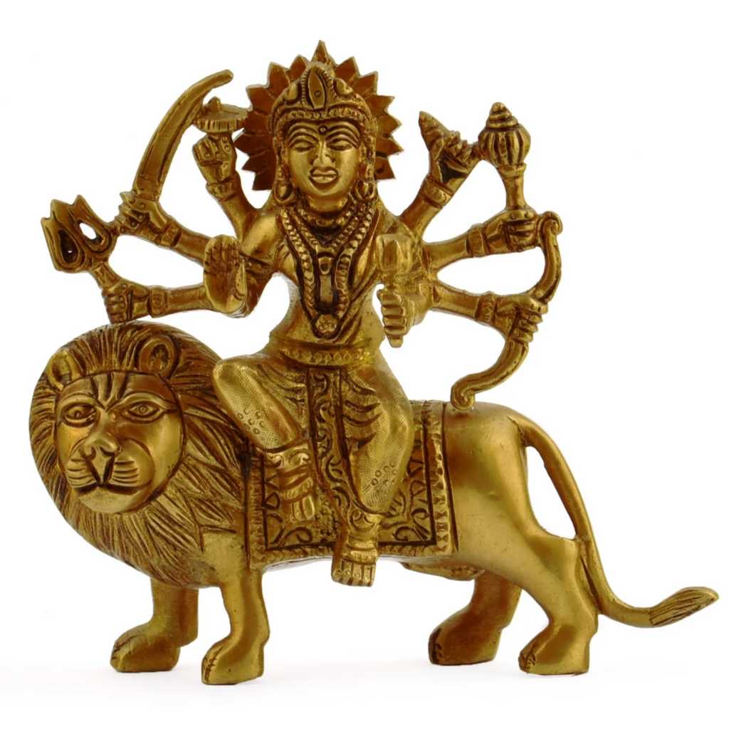 Nava Durgaa,Mahadevi,Katyayani,Mahadevi,Durga ma,Ambika,Chandi,rass Maa Durga Idol  Sitting On Lion