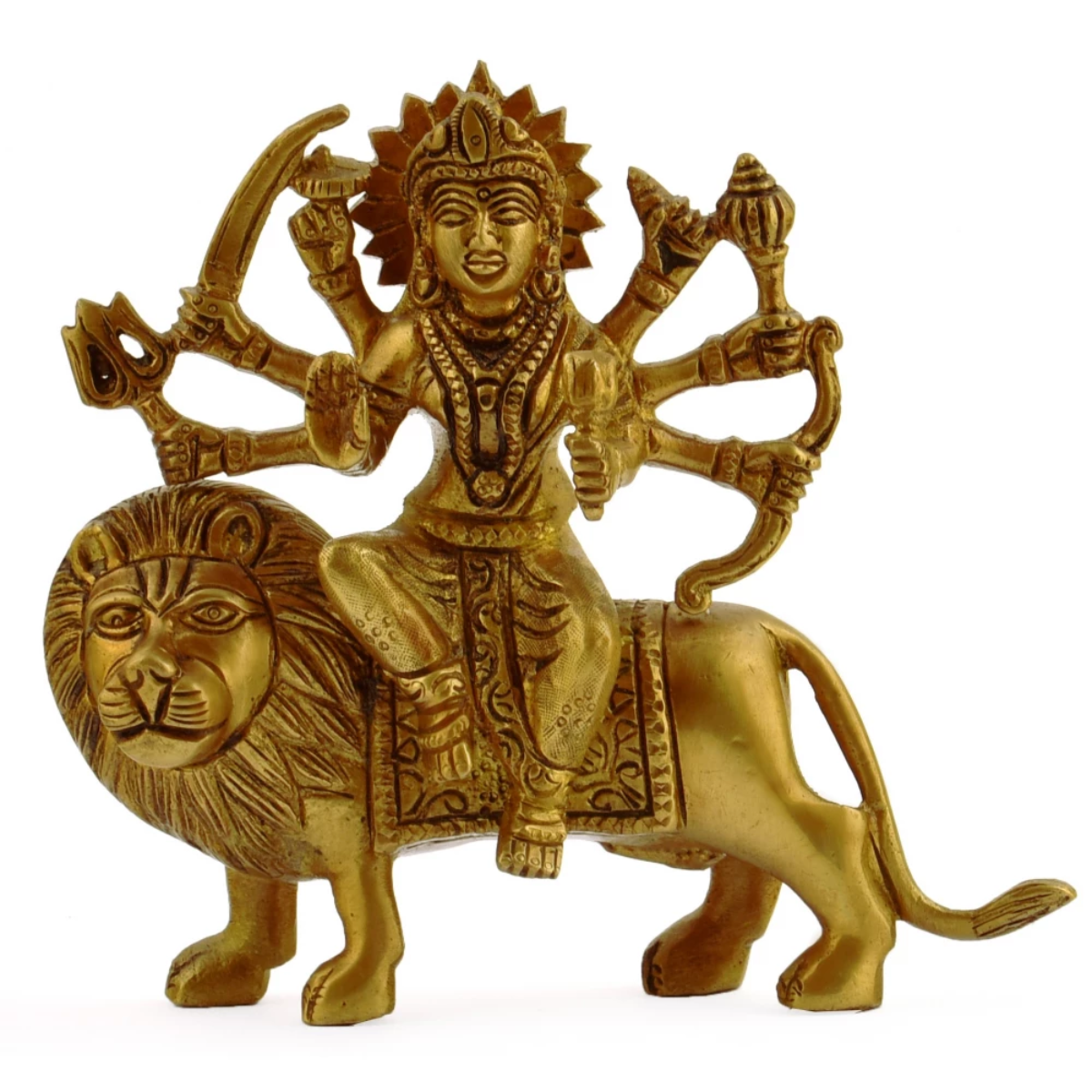 The Advitya Brass Maa Durga Idol Sitting On Lion Durga