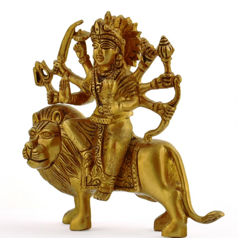 Nava Durgaa,Mahadevi,Katyayani,Mahadevi,Durga ma,Ambika,Chandi,rass Maa Durga Idol Sitting On Lion