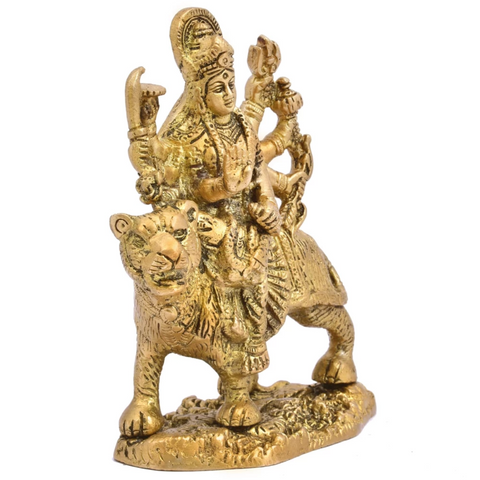 Nava Durgaa,Mahadevi,Katyayani,Mahadevi,Durga ma,Ambika,Chandi,Brass Goddess Durga Sitting On Lion