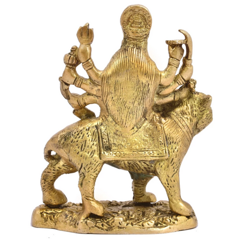 Nava Durgaa,Mahadevi,Katyayani,Mahadevi,Durga ma,Ambika,Chandi,Brass Goddess Durga Sitting On Lion