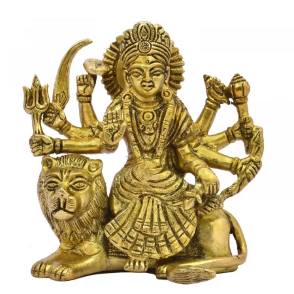 Nava Durgaa,Mahadevi,Katyayani,Mahadevi,Durga ma,Ambika,Chandi,Eight Arms Durga Sitting On Lion