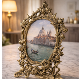 Decorative Brass Round Photo Frame for Home Table Decor