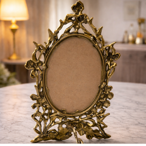 Decorative Brass Round Photo Frame for Home Table Decor