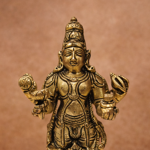 Brass Dhanvantri Idol – 6.3 Inch Standing Statue