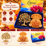 Diwali Gift Hamper with Brass Tree of Life Decor, Almond Potli & Luxury Gift Box | Festive Corporate & Family Gift