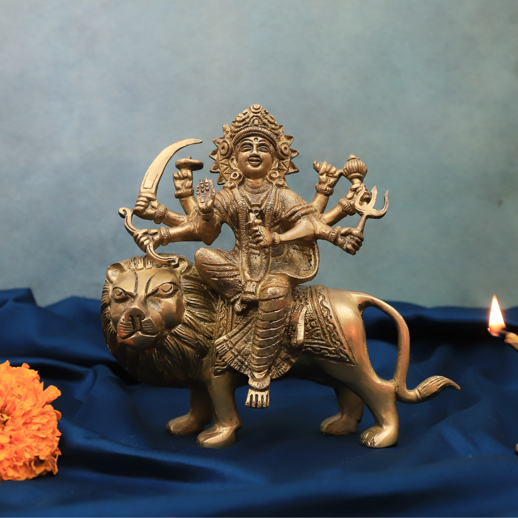 Brass Eight Hands Durga Idol