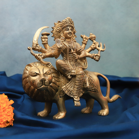 Brass Eight Hands Durga Idol