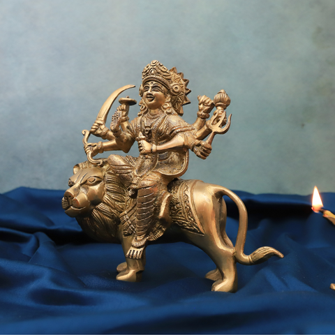 Brass Eight Hands Durga Idol