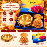 Diwali Gift Hamper with Brass Urli Bowl & Almond Potli | Luxury Festive Gift Box for Home Décor & Corporate Gifting