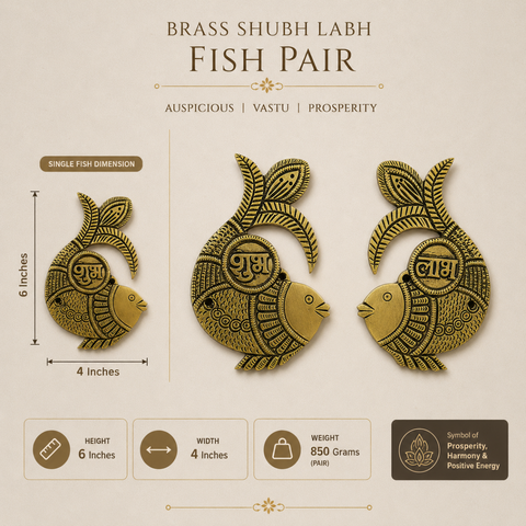 Fish Shubh Labh Brass Wall Hanging Pair