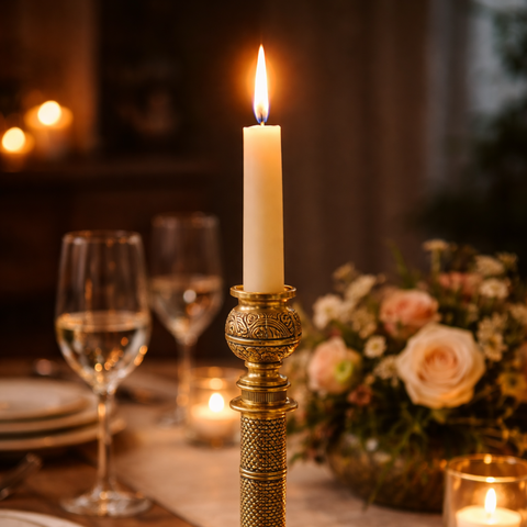 French Candle Stand in Brass for Table Decor | 10 Inch