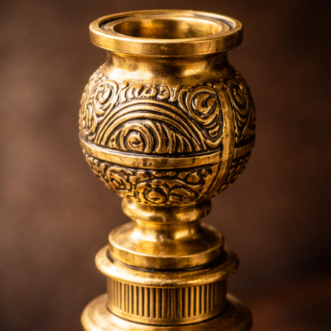 French Candle Stand in Brass for Table Decor | 10 Inch