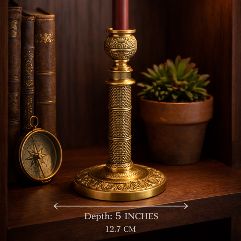 French Candle Stand in Brass for Table Decor | 10 Inch