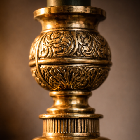 French Candle Stand in Brass for Table Decor (Set of 2) | 10 Inch