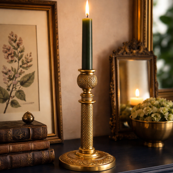 French Candle Stand in Brass for Table Decor | 10 Inch