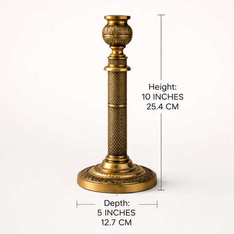 French Candle Stand in Brass for Table Decor (Set of 2) | 10 Inch