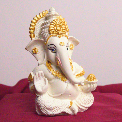 Resin White  Ganesha Statue (Small)