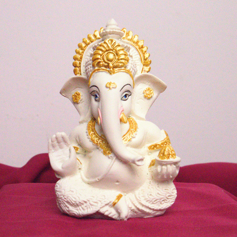 Resin White  Ganesha Statue (Small)