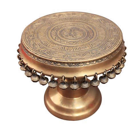 Brass Pedestal Chowki With Ghungroos