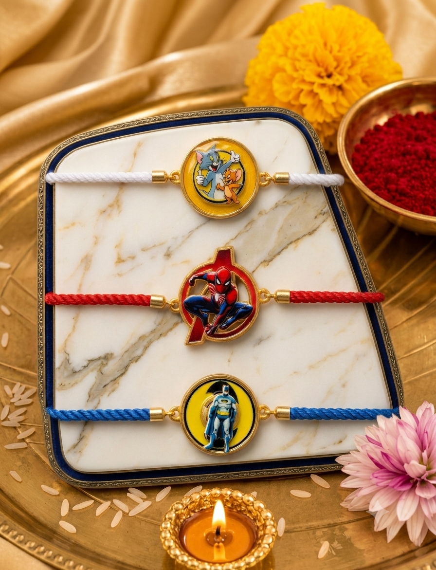Spinner kids Rakhi Pack of 3 with Roli chawal