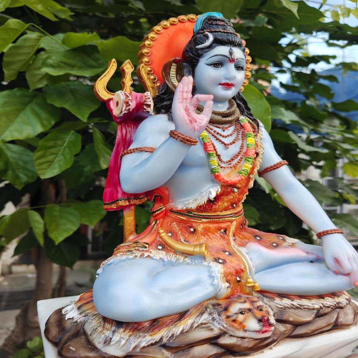 MARBLE LORD SHIVA STATUE WITH TRIDENT